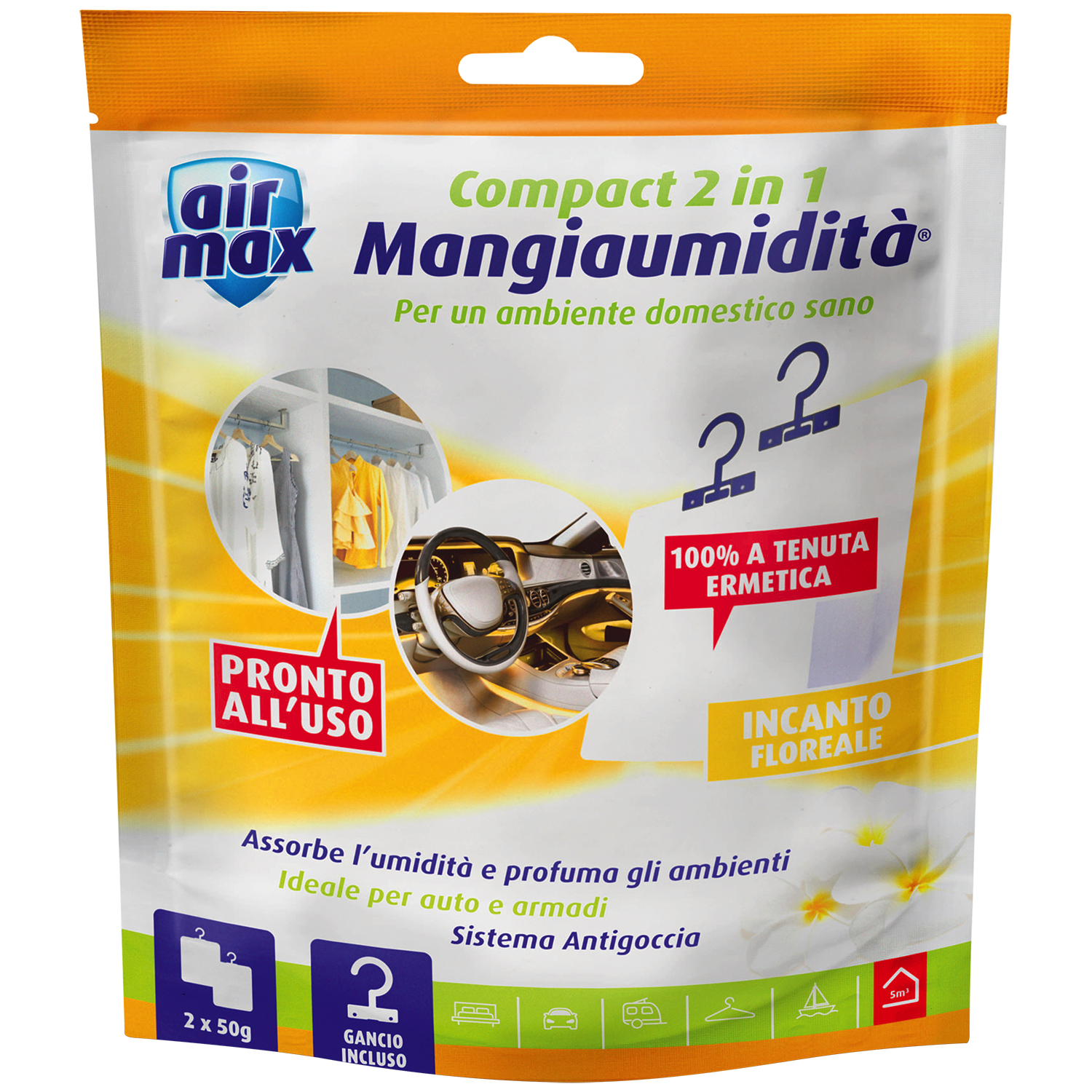 Mangiaumidità appendibile Compact 2 in 1 Incanto Floreale 2x50g